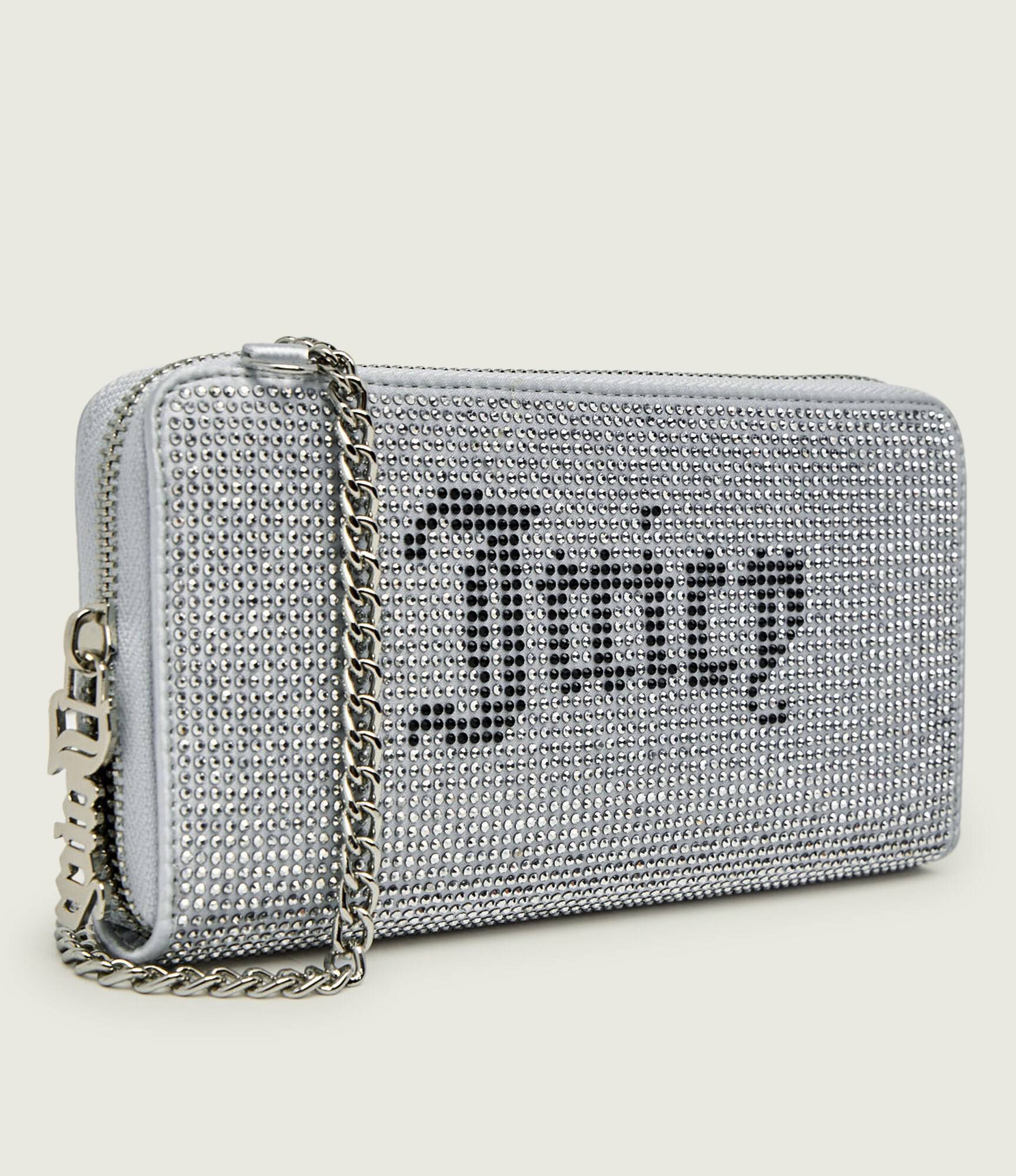 JUICY COUTURE MIA SEQUIN LARGE ZIP WALLET WITH METAL CHAIN