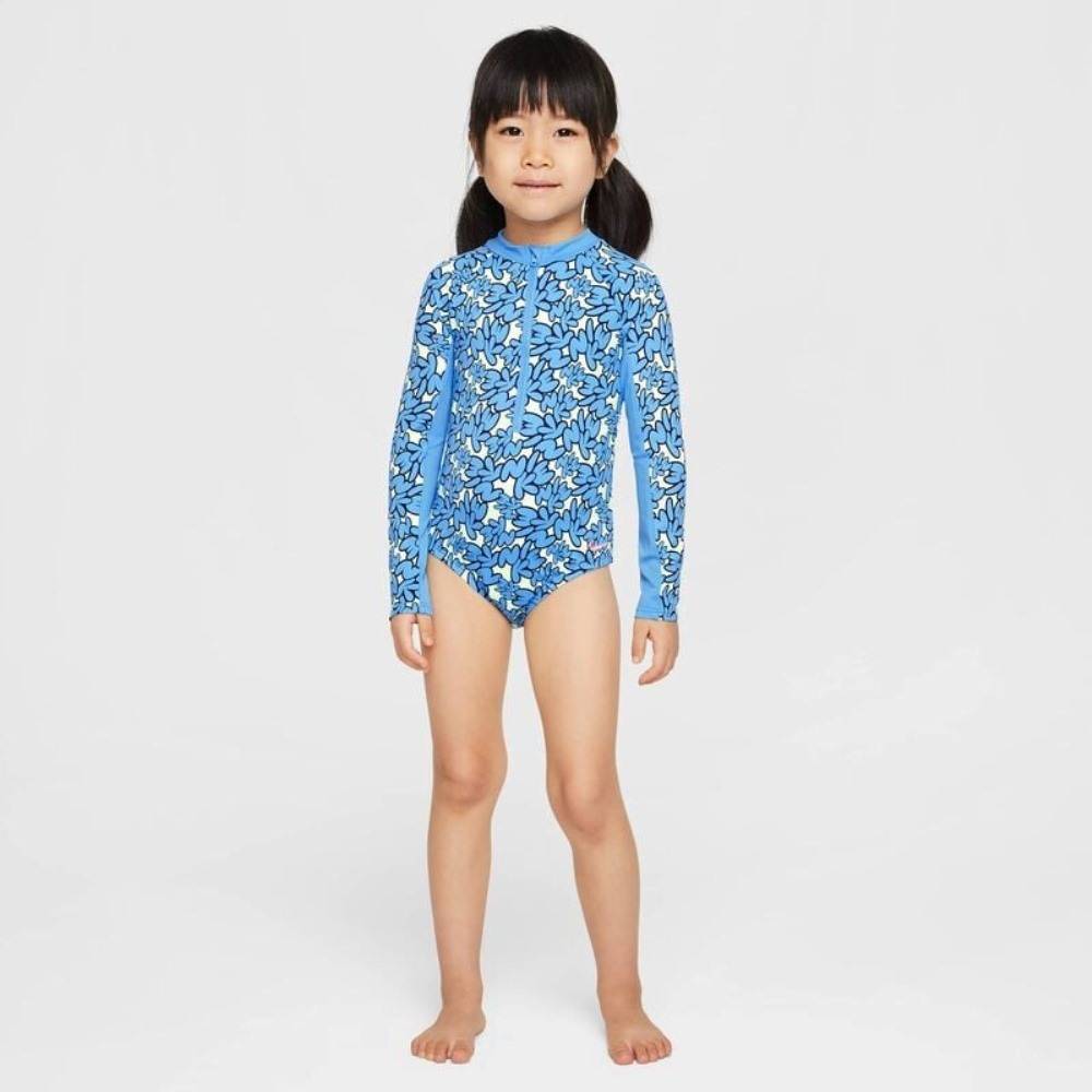 NIKE LITTLE GIRLS BUBBLE SCRIPT LONG SLEEVE ONE PIECE