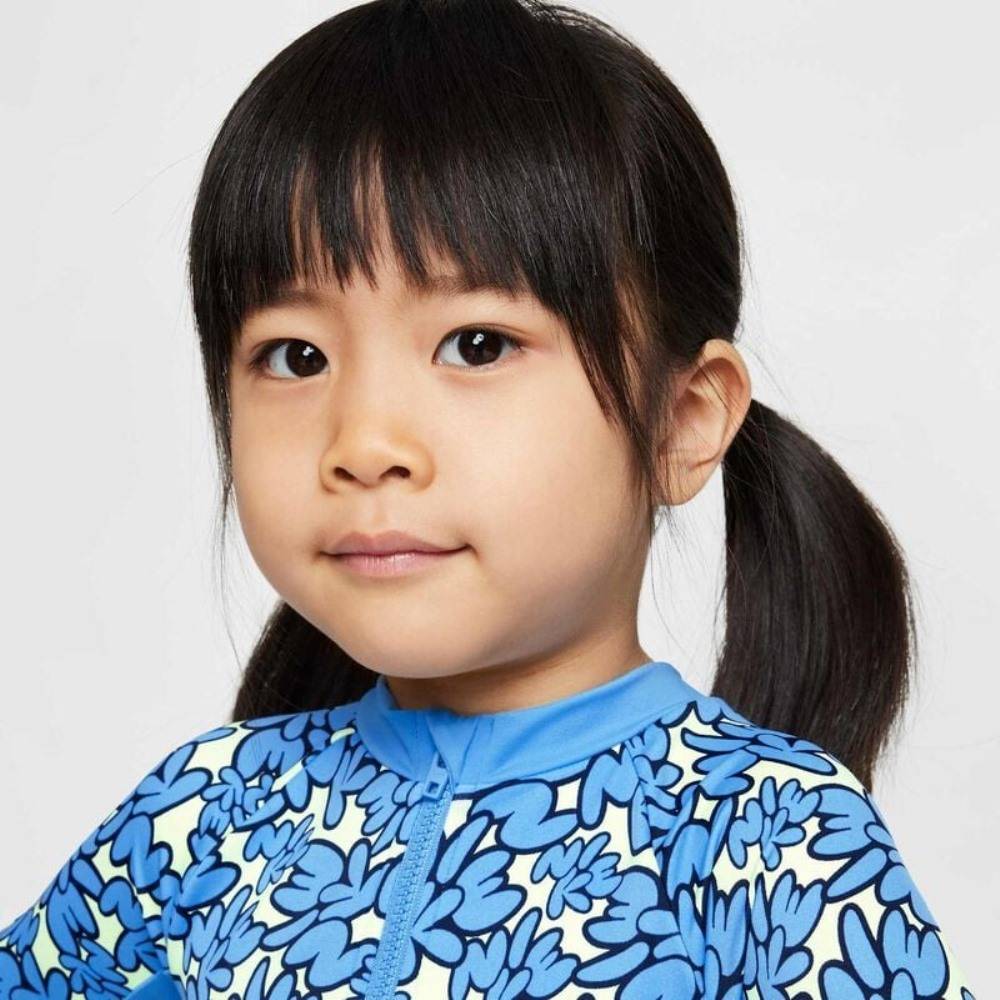 NIKE LITTLE GIRLS BUBBLE SCRIPT LONG SLEEVE ONE PIECE