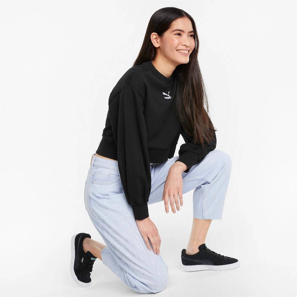 PUMA WOMENS CLASSICS PUFF SLEEVE CREW