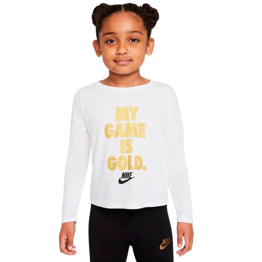 NIKE LITTLE GIRLS MY GAME IS GOLD LS TOP