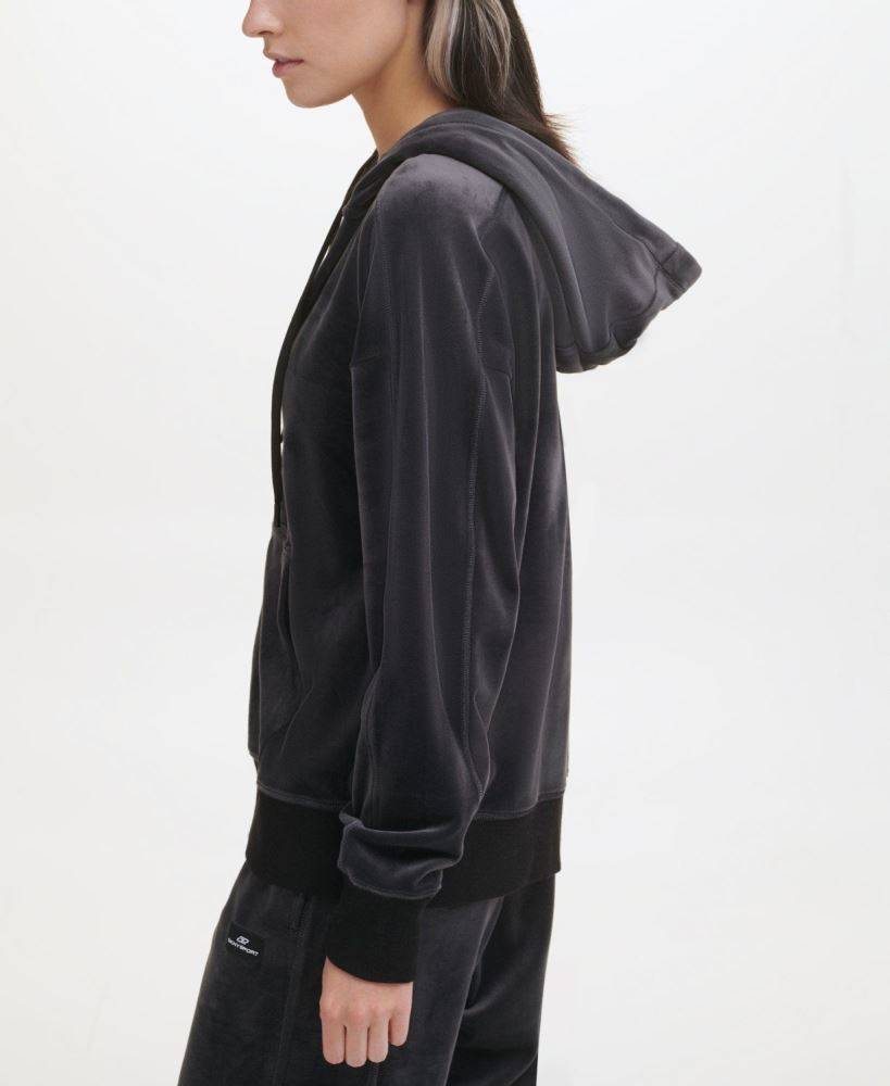 DKNY VELOUR FULL-ZIP HOODIE