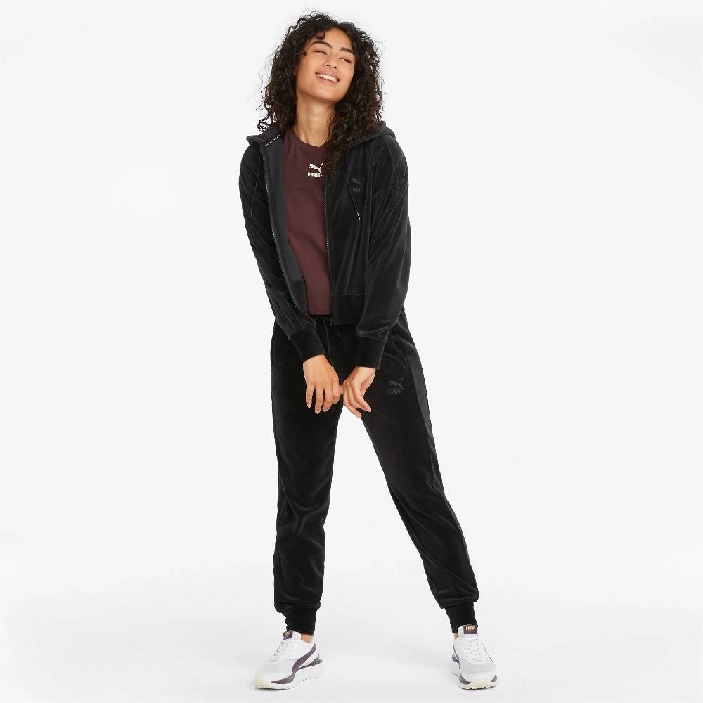 PUMA ICONIC T7 VELOUR WOMENS FULL-ZIP HOODIE