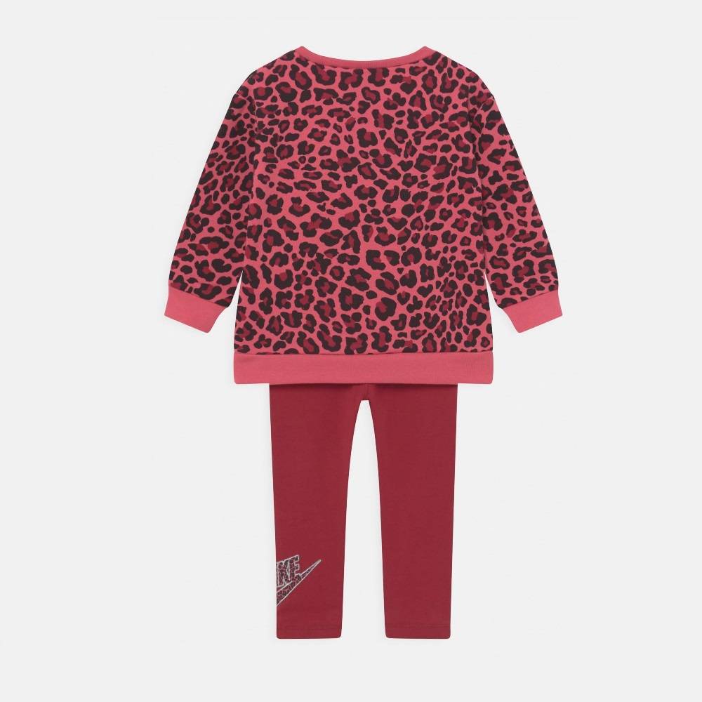 NIKE INFANT GIRL LEOPARD FLEECE CREW+LEGGING SET