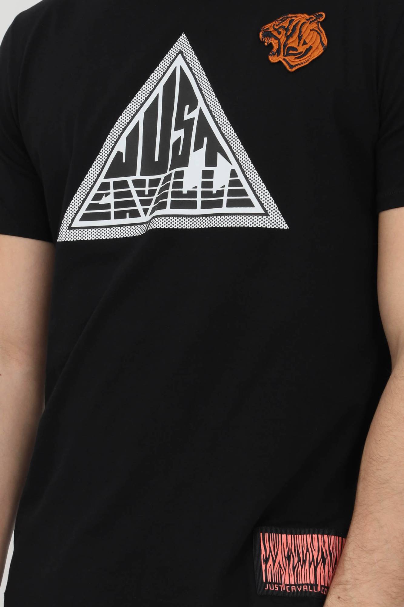JUST CAVALLI PYRAMID LOGO AND PATCHES TEE