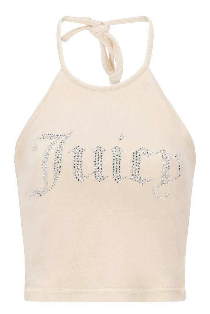 JUICY COUTURE VELOUR HALTER TOP - DIAMANTE