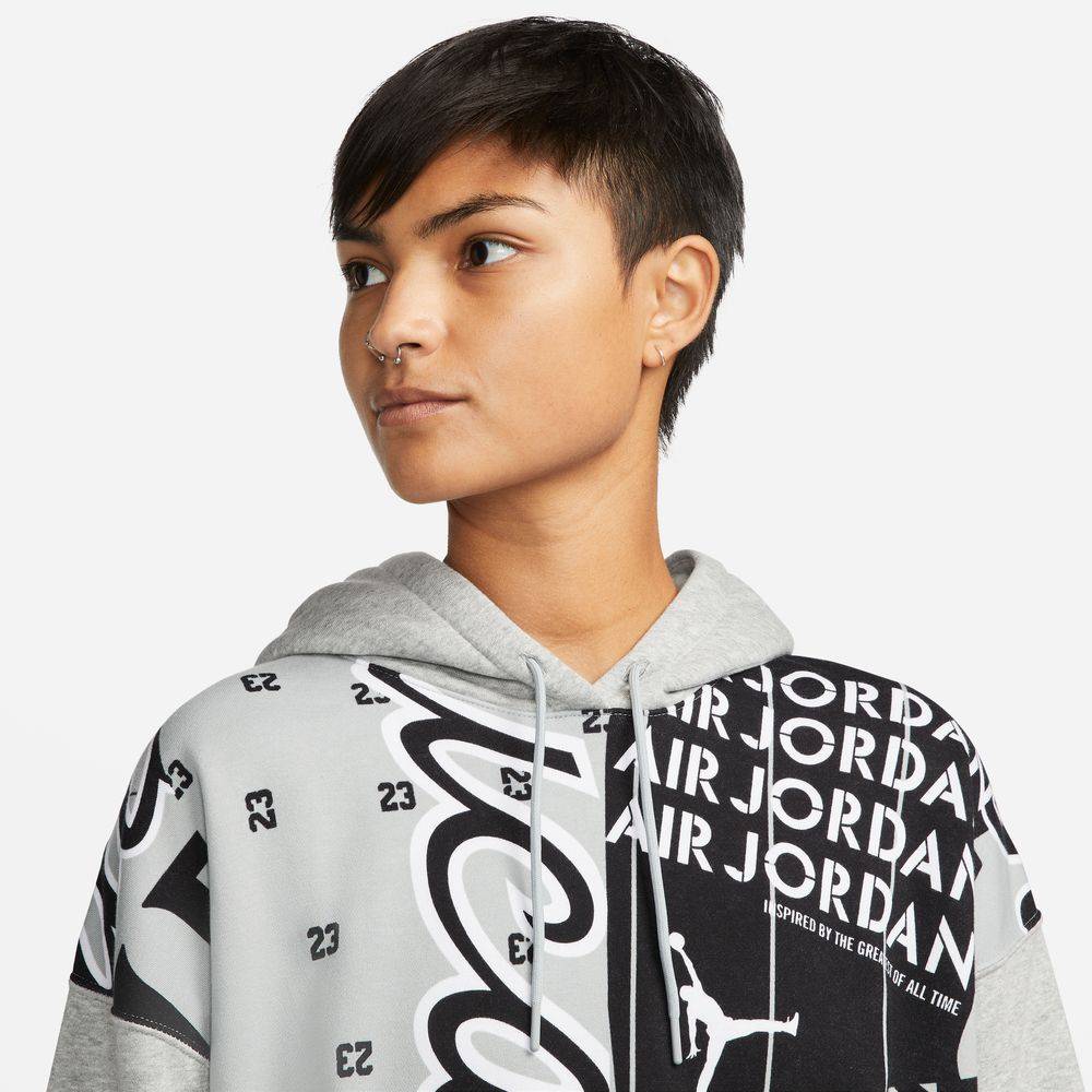 NIKE JORDAN WOMENS ALL-OVER-PRINT CROPPED HOODIE