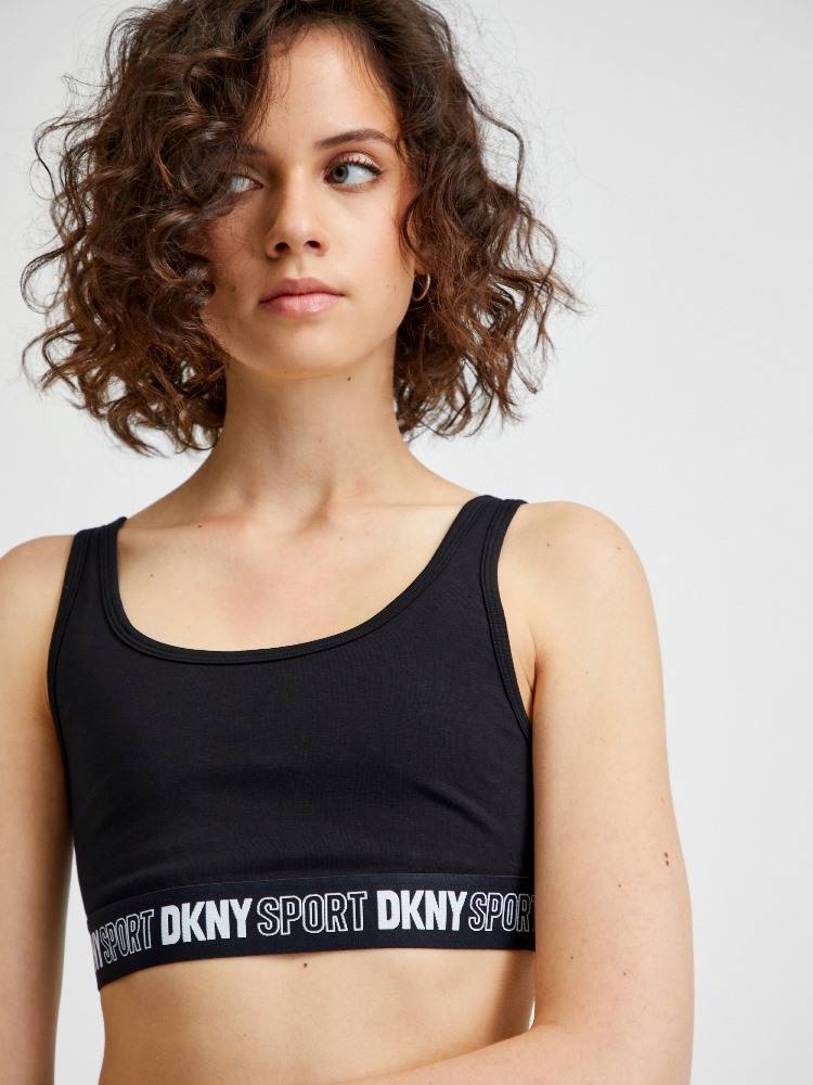 DKNY WOMENS OUTLINE SPORT BRA - DP2T8551-BLK-HERO