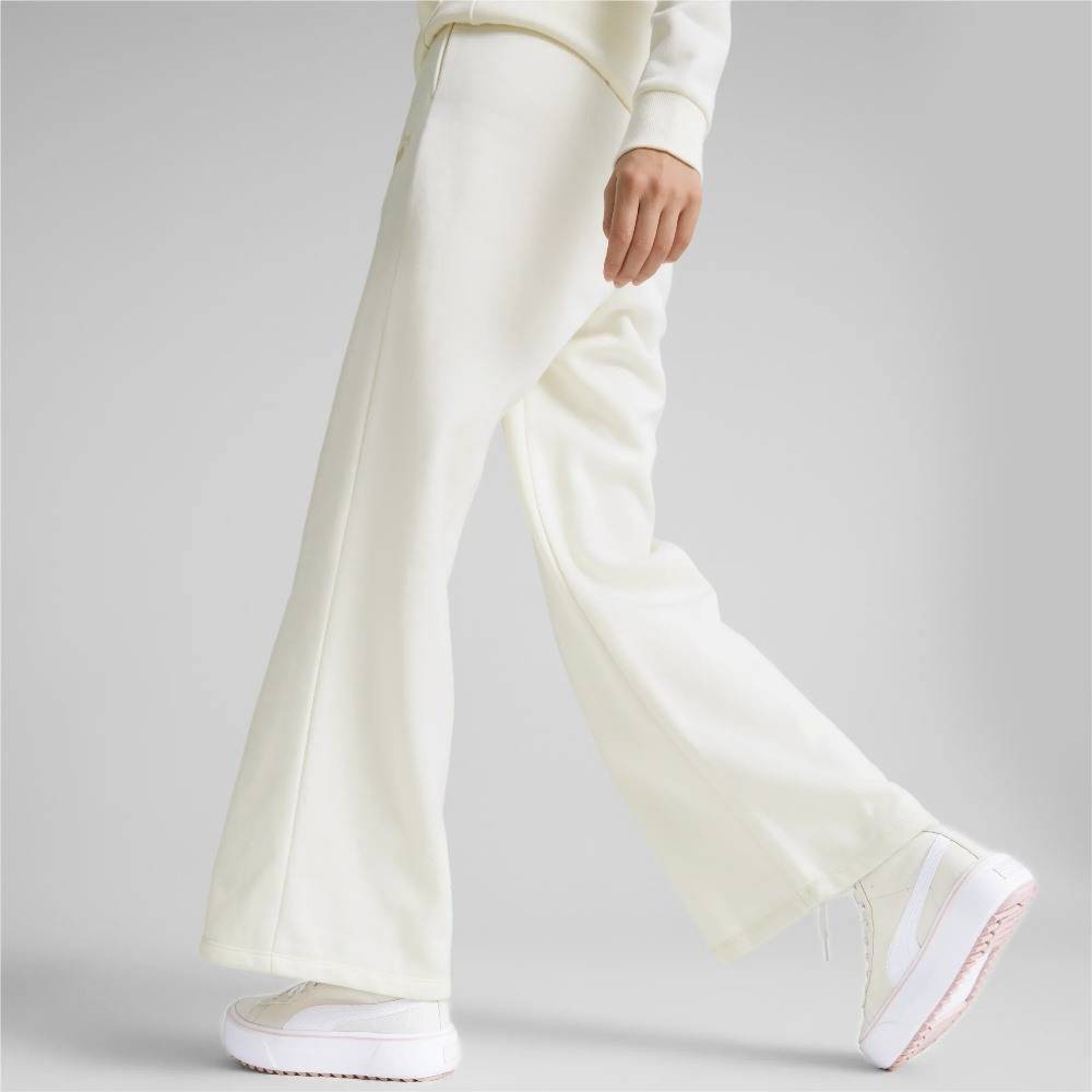 PUMA ESSENTIALS EMBROIDERY FLEECE WIDE PANTS