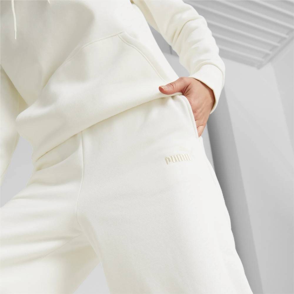 PUMA ESSENTIALS EMBROIDERY FLEECE WIDE PANTS