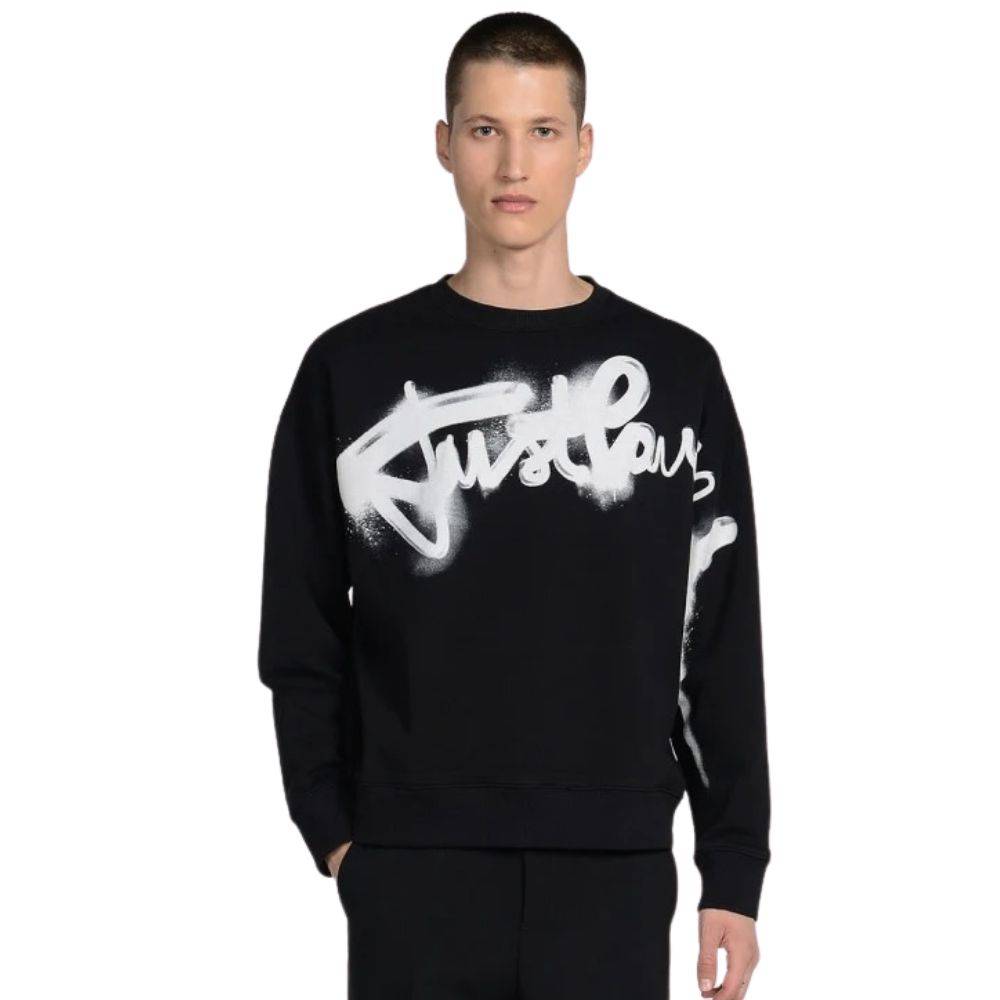 JUST CAVALLI SPRAY PRINT CREW SWEATSHIRT