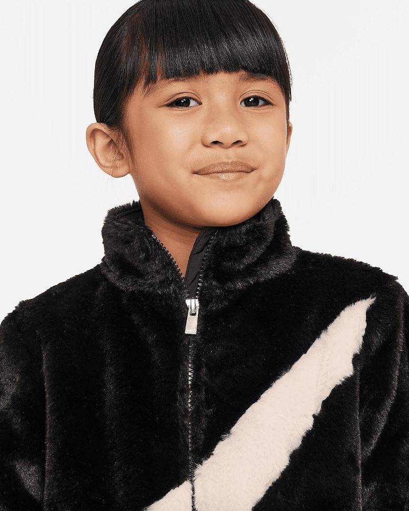 NIKE BIG SWOOSH FAUX FUR GIRLS JACKET