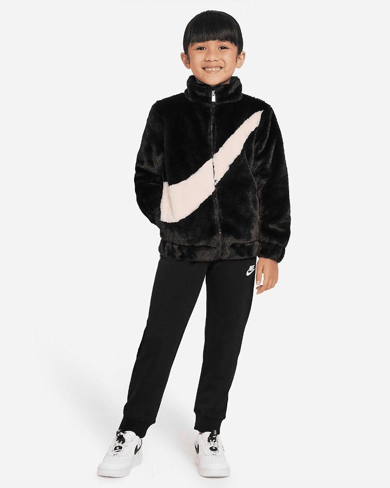 NIKE BIG SWOOSH FAUX FUR GIRLS JACKET