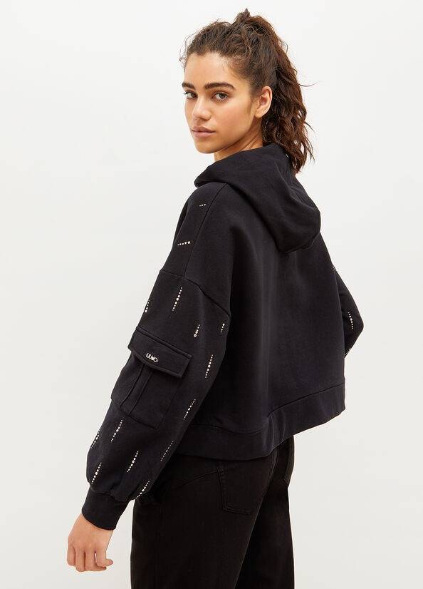 LIU JO LOGO SWEATSHIRT WITH GEMSTONES