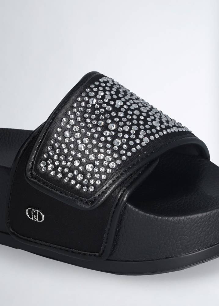 LIU JO MYKONOS 04 BEJEWELLED PLATFORM SLIDE