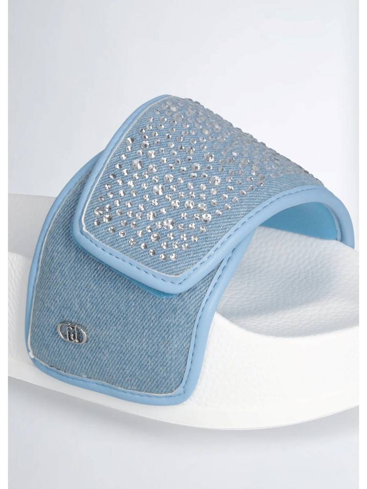 LIU JO MYKONOS 04 BEJEWELLED PLATFORM SLIDE