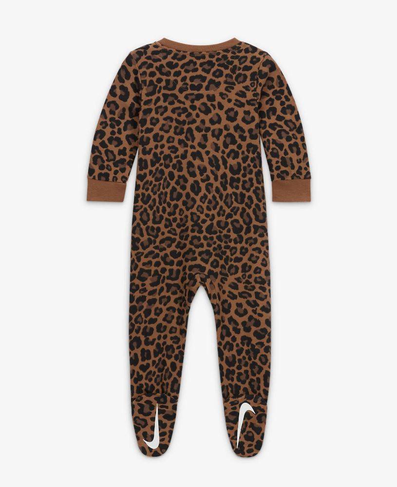 NIKE NEWBORN LEOPARD FOOTED COVERALL
