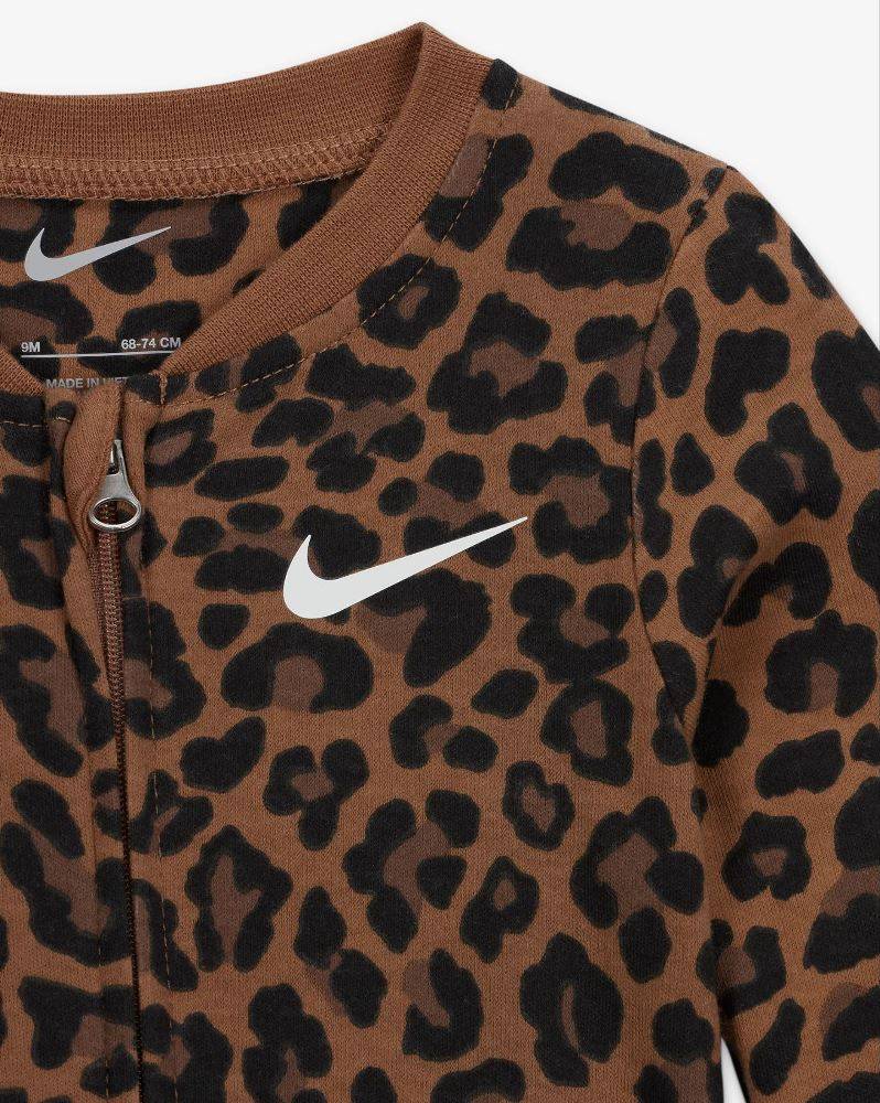 NIKE NEWBORN LEOPARD FOOTED COVERALL