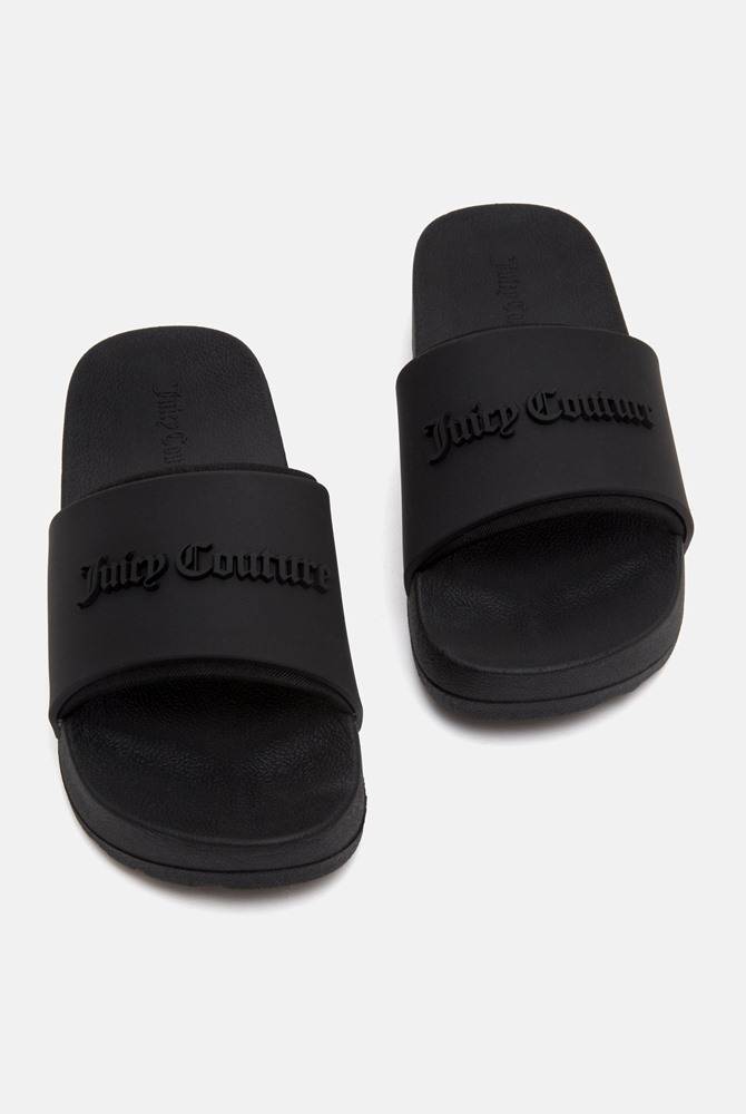 JUICY COUTURE BREANNA STACKED LOGO EMBOSSED SLIDES