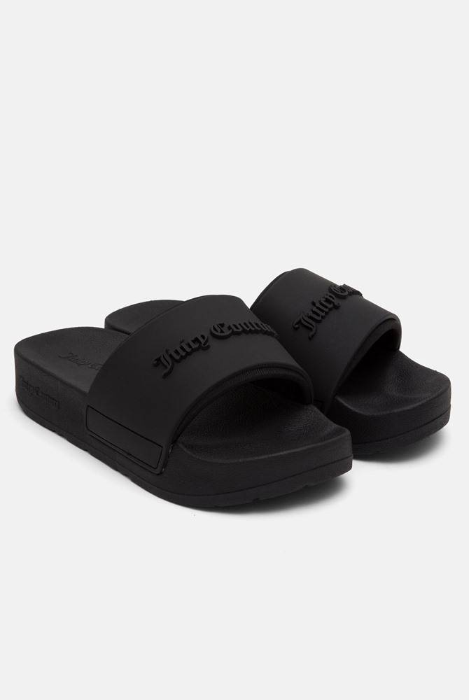 JUICY COUTURE BREANNA STACKED LOGO EMBOSSED SLIDES