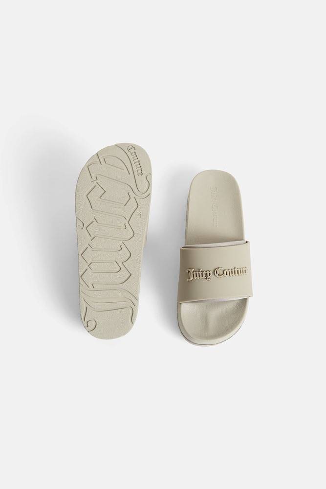 JUICY COUTURE BREANNA STACKED LOGO EMBOSSED SLIDES