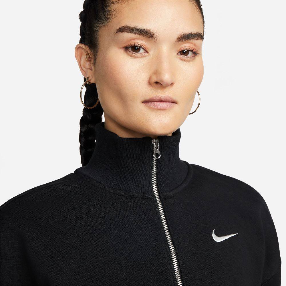 NIKE WOMENS PHOENIX FLEECE 1/2 ZIP CROP SWEATSHIRT