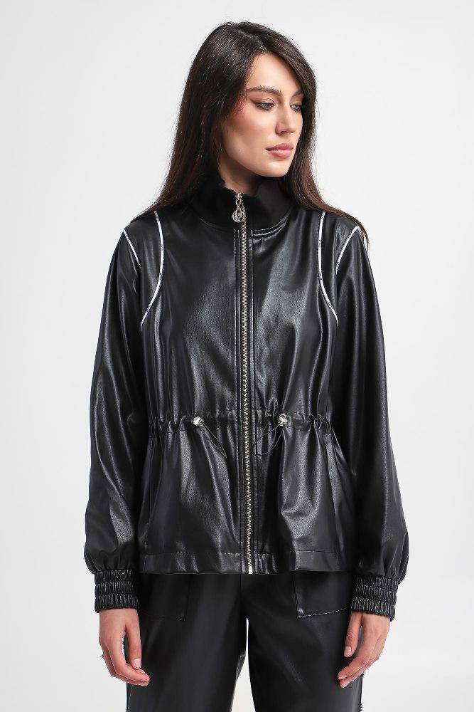 LIU JO LEATHER EFFECT ZIP JACKET