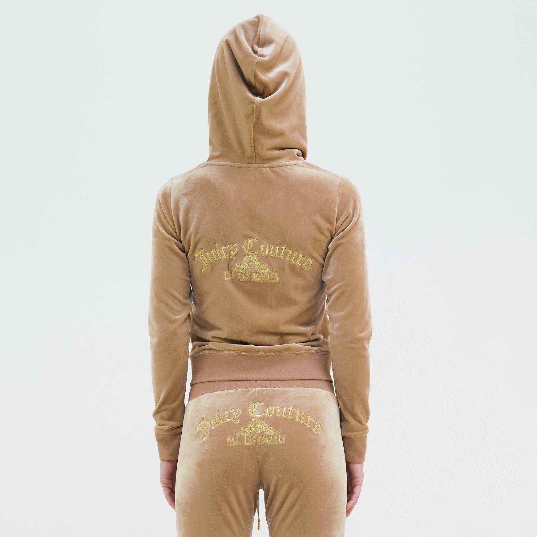 JUICY COUTURE ARCHED METALLIC ROBERTSON ZIP THROUGH CLASSIC VELOUR HOODIE