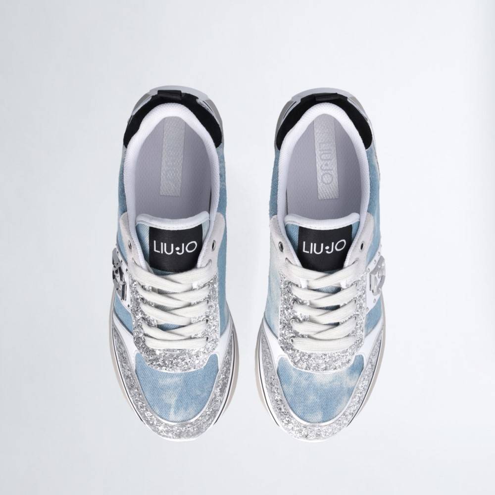 LIU JO MAXI WONDER 71 -  PLATFORM DENIM AND GLITTER SNEAKER