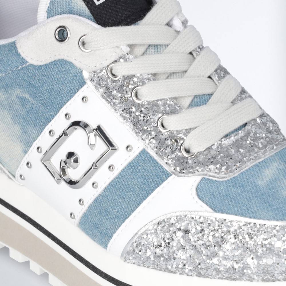 LIU JO MAXI WONDER 71 -  PLATFORM DENIM AND GLITTER SNEAKER