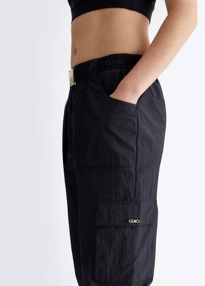 LIU JO NYLON TROUSERS WITH BELT