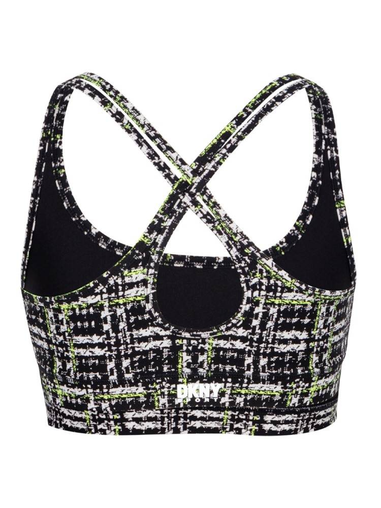 DKNY SPORT BOUCLE PLAID PRINT STRAPPY  BRA