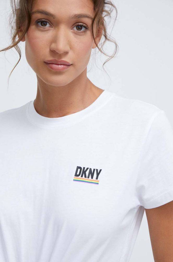 DKNY SPORT RAINBOW LOGO S/S KNOT FRONT TEE