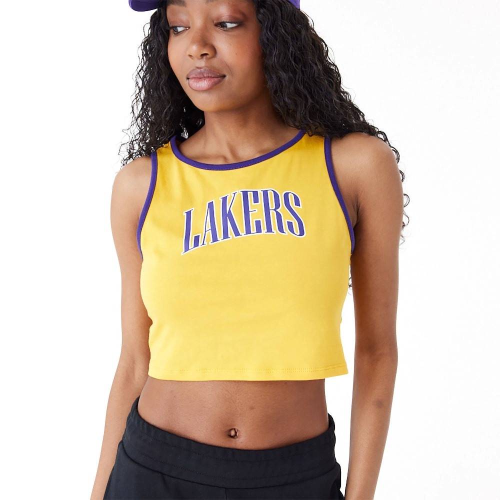 NEW ERA LA LAKERS WOMENS WOMENS NBA TEAM WORDMARK CROP TANK TOP