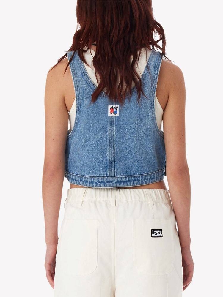 OBEY CROPPED OVERALL DENIM TOP