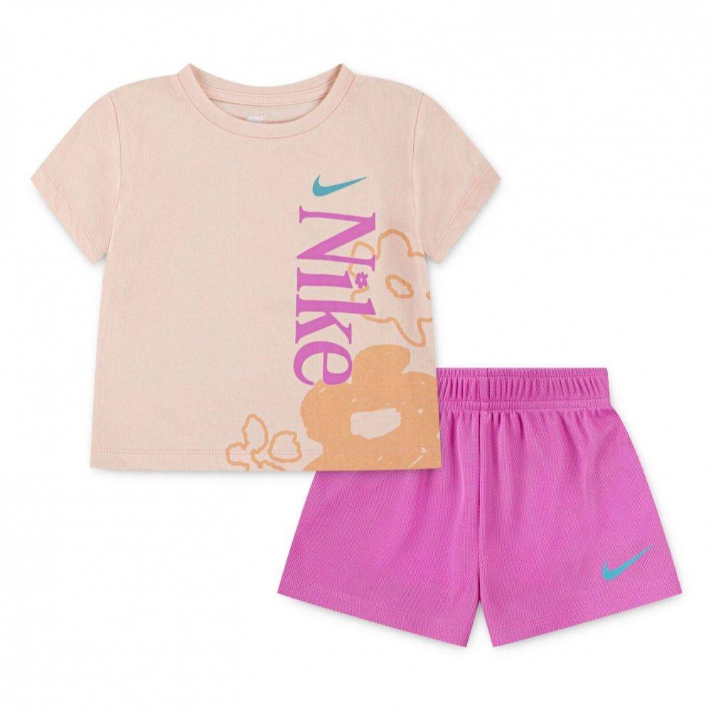 NIKE LITTLE GIRLS WILD FLOWER TEE MESH SHORT SET