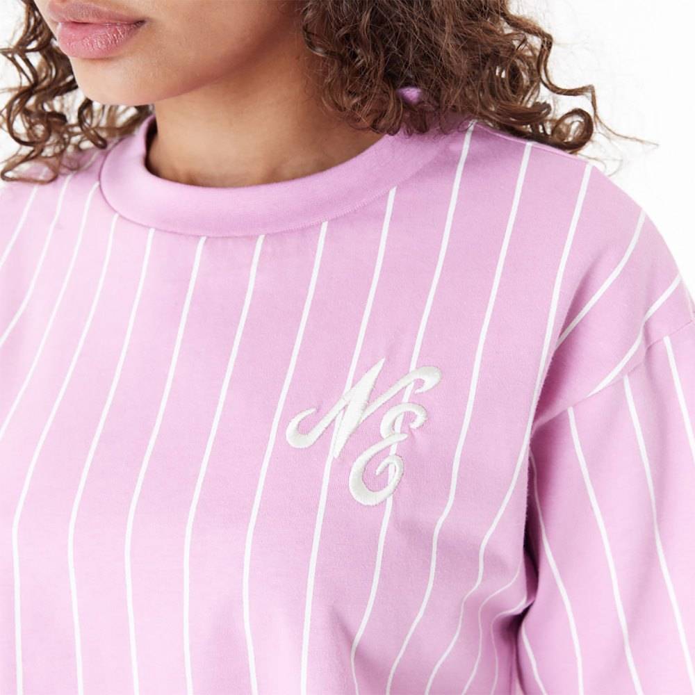 NEW ERA PINSTRIPE WOMENS CROP T-SHIRT