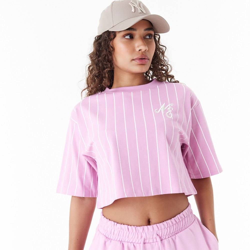 NEW ERA PINSTRIPE WOMENS CROP T-SHIRT