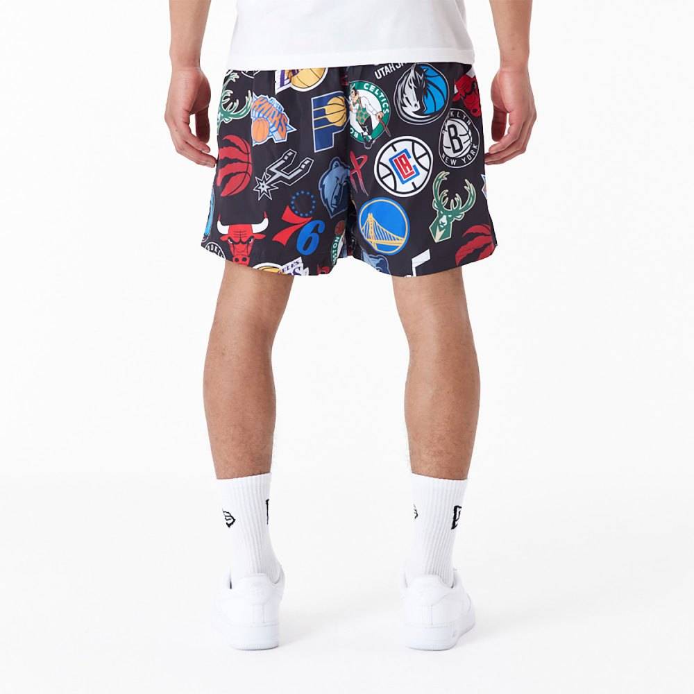 NEW ERA NBA ALL OVER NBA ALL OVER PRINT BLACK SHORTS