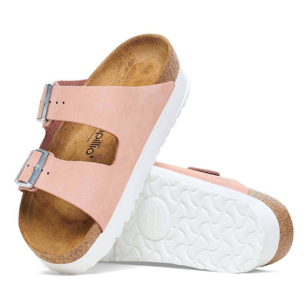 BIRKENSTOCK PAPILLIO ARIZONA PLATFORM FLEX NUBUK LEATHER NARROW