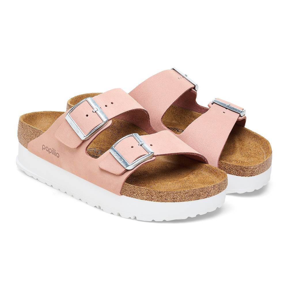 BIRKENSTOCK PAPILLIO ARIZONA PLATFORM FLEX NUBUK LEATHER NARROW