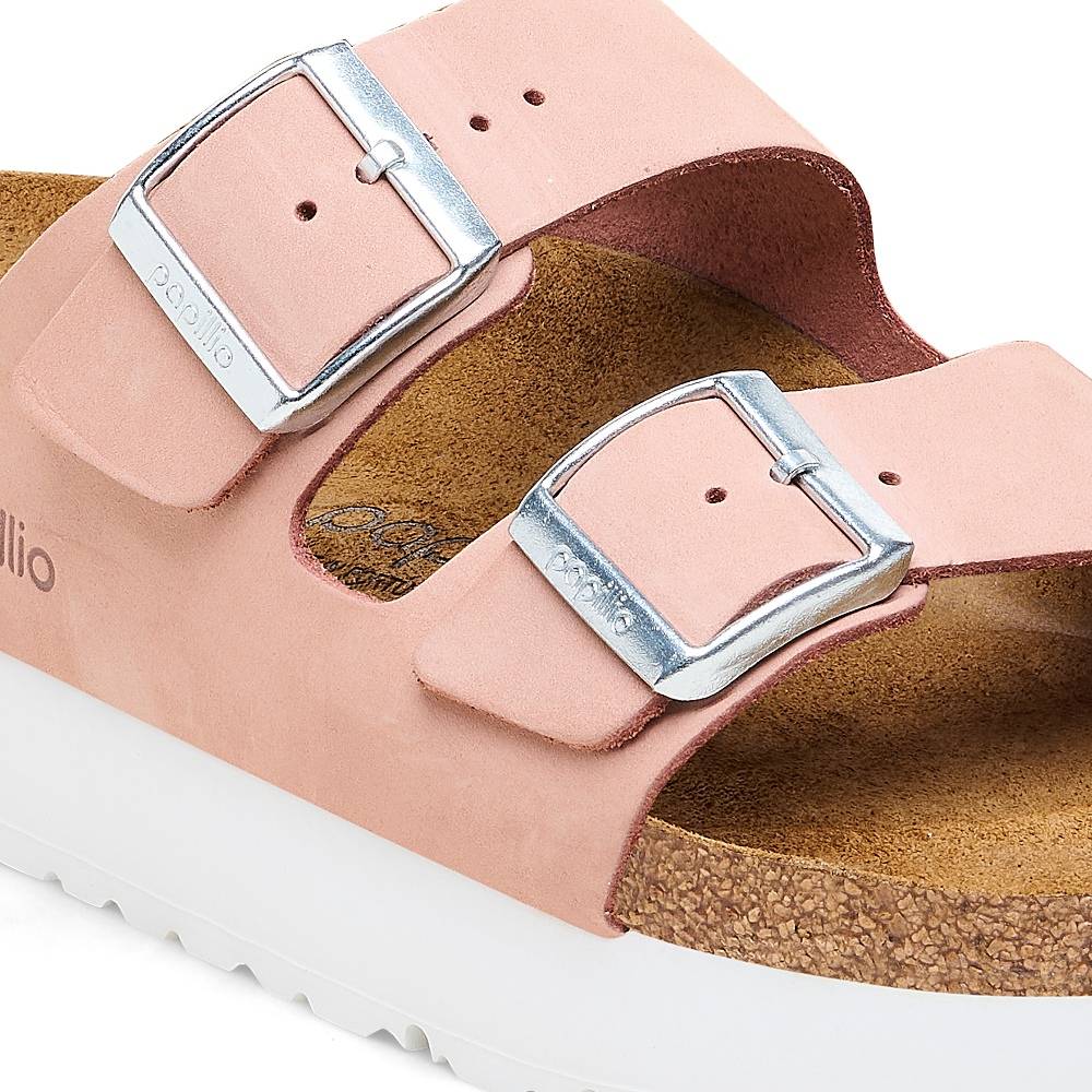 BIRKENSTOCK PAPILLIO ARIZONA PLATFORM FLEX NUBUK LEATHER NARROW