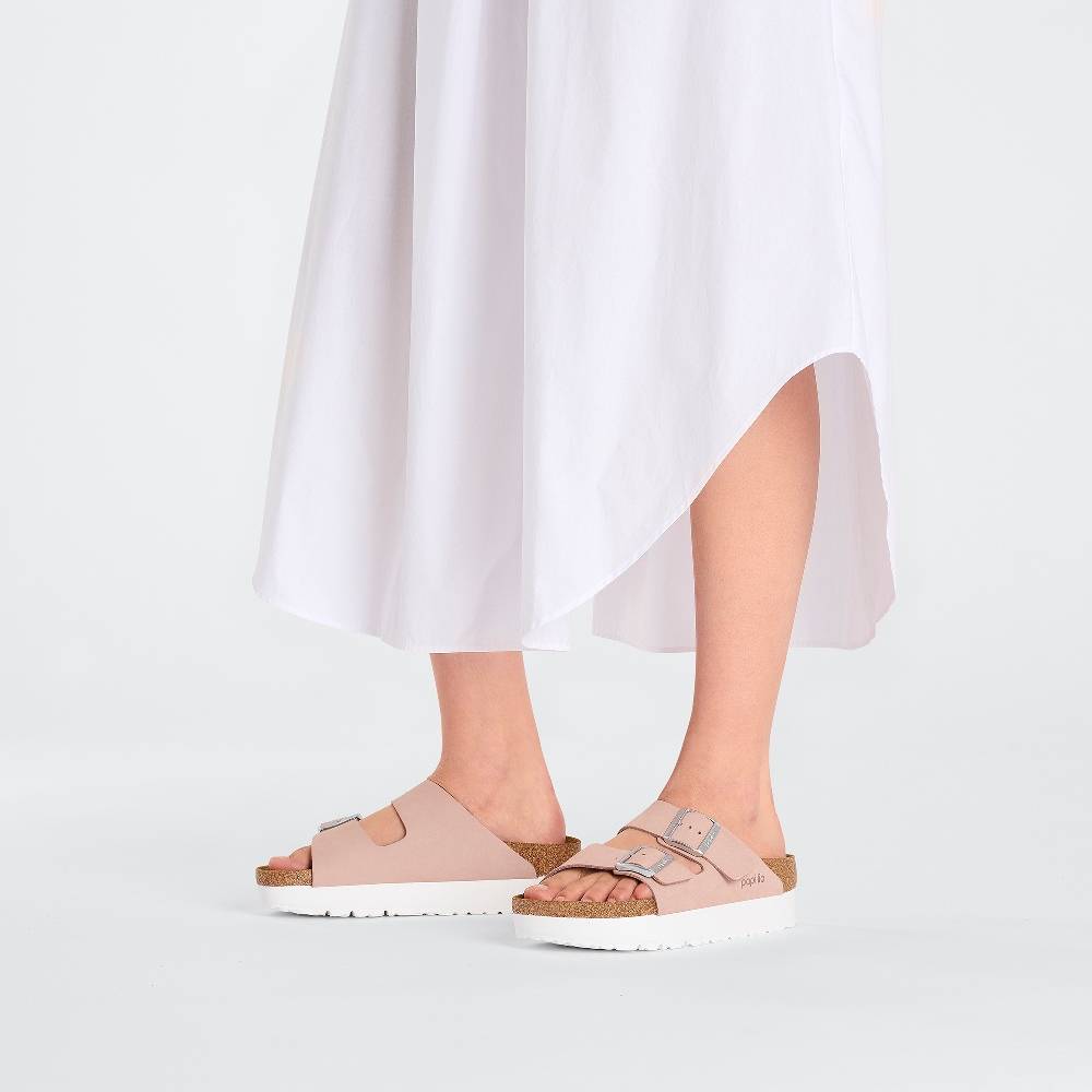 BIRKENSTOCK PAPILLIO ARIZONA PLATFORM FLEX NUBUK LEATHER NARROW