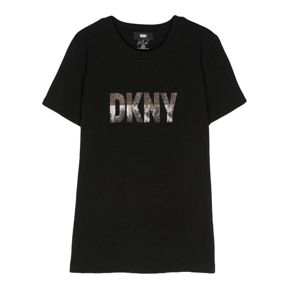 DKNY CITYSCAPE RHINESTONE EMBELLISHED LOGO TEE