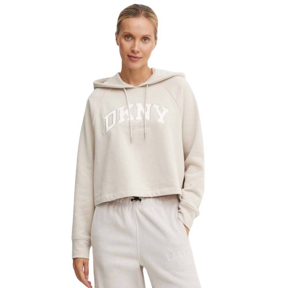 DKNY VARSITY LOGO LS CROPPED HOODIE