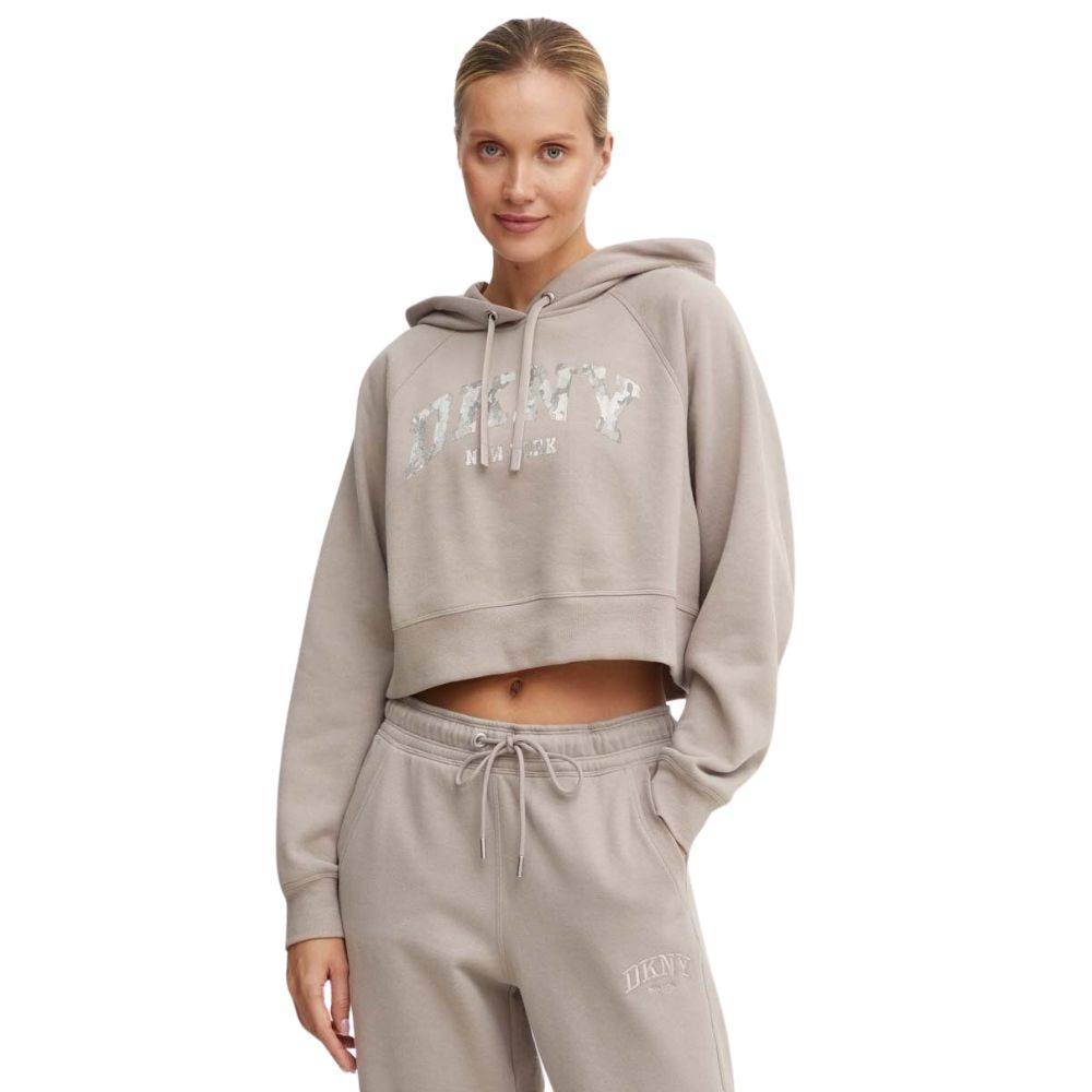 DKNY CAMO SPARKLE LOGO CROP HOODIE