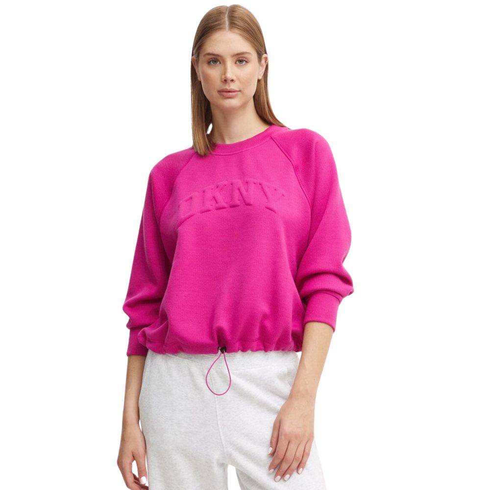 DKNY VARSITY PUFF LOGO CREW NECK