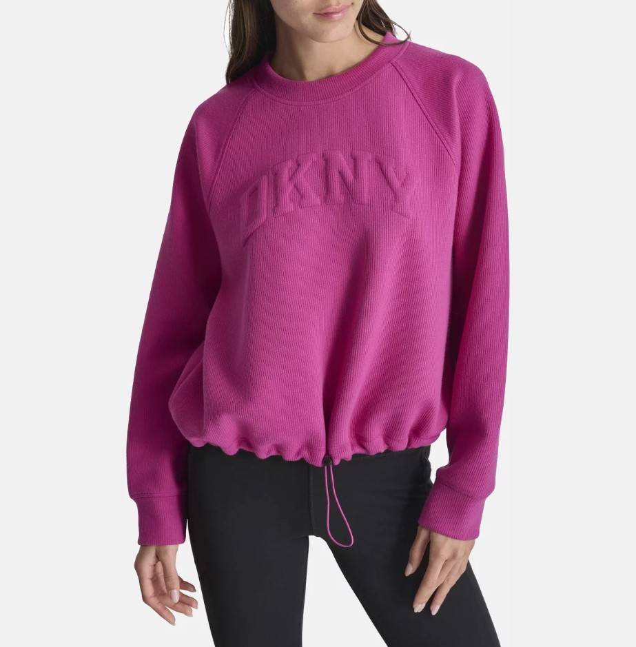 DKNY VARSITY PUFF LOGO CREW NECK