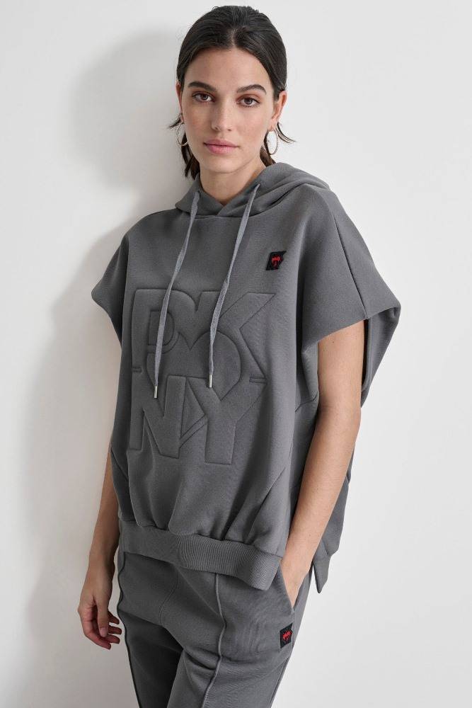 DKNY TERRY SLEEVELESS HOODIE