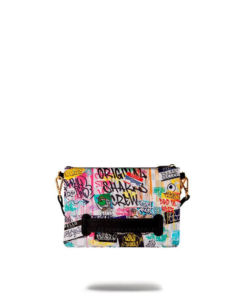 SPRAYGROUND CREATE ANOTHER DAY CROSSOVER CLUTCH W/ SHOUDLER STRAP